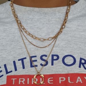 Twisted Round Charm Layered Necklace